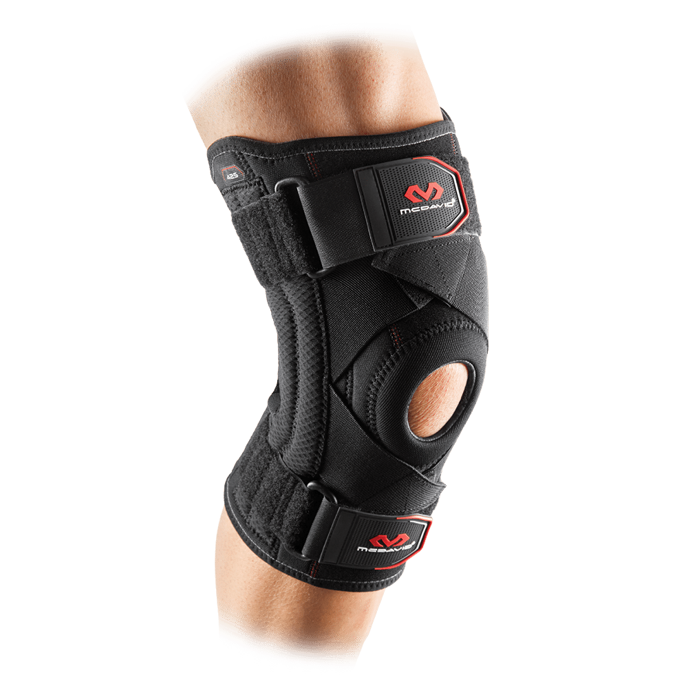 Knee support with stays and cross-straps